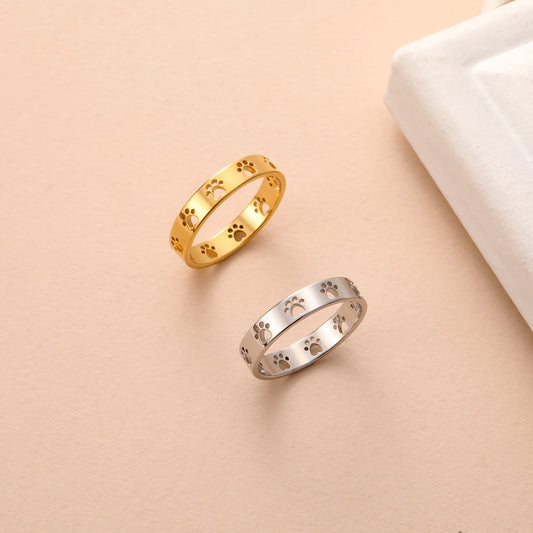 Stainless Steel Cut Out Paw Ring