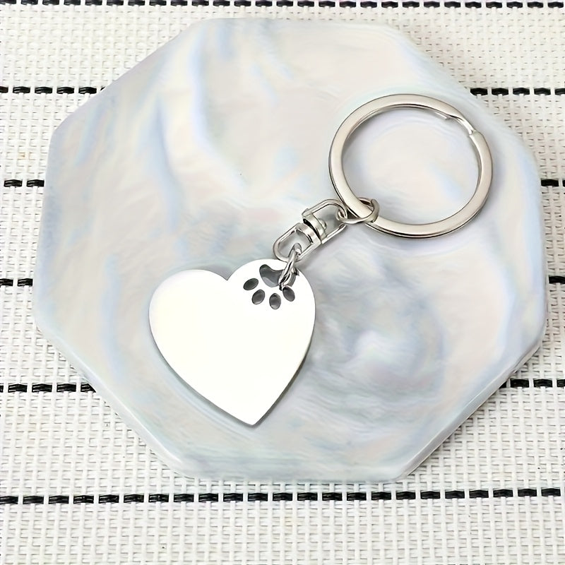 Personalised Heart & Paw Keyring