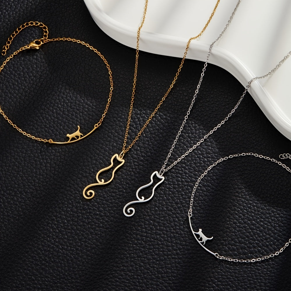 Necklace and Anklet Set - Cat