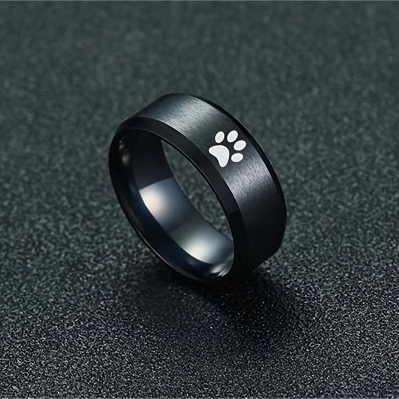 Black Personalised Paw Ring