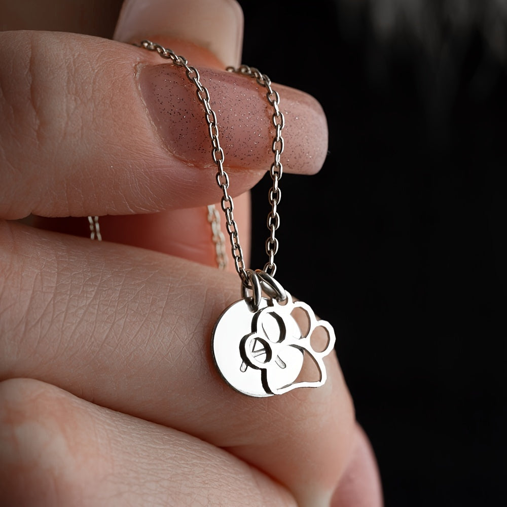 Custom Initial & Paw Necklace
