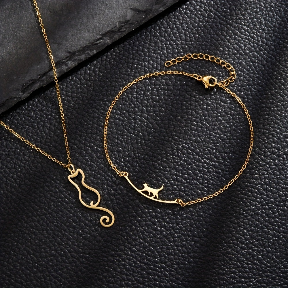 Necklace and Anklet Set - Cat