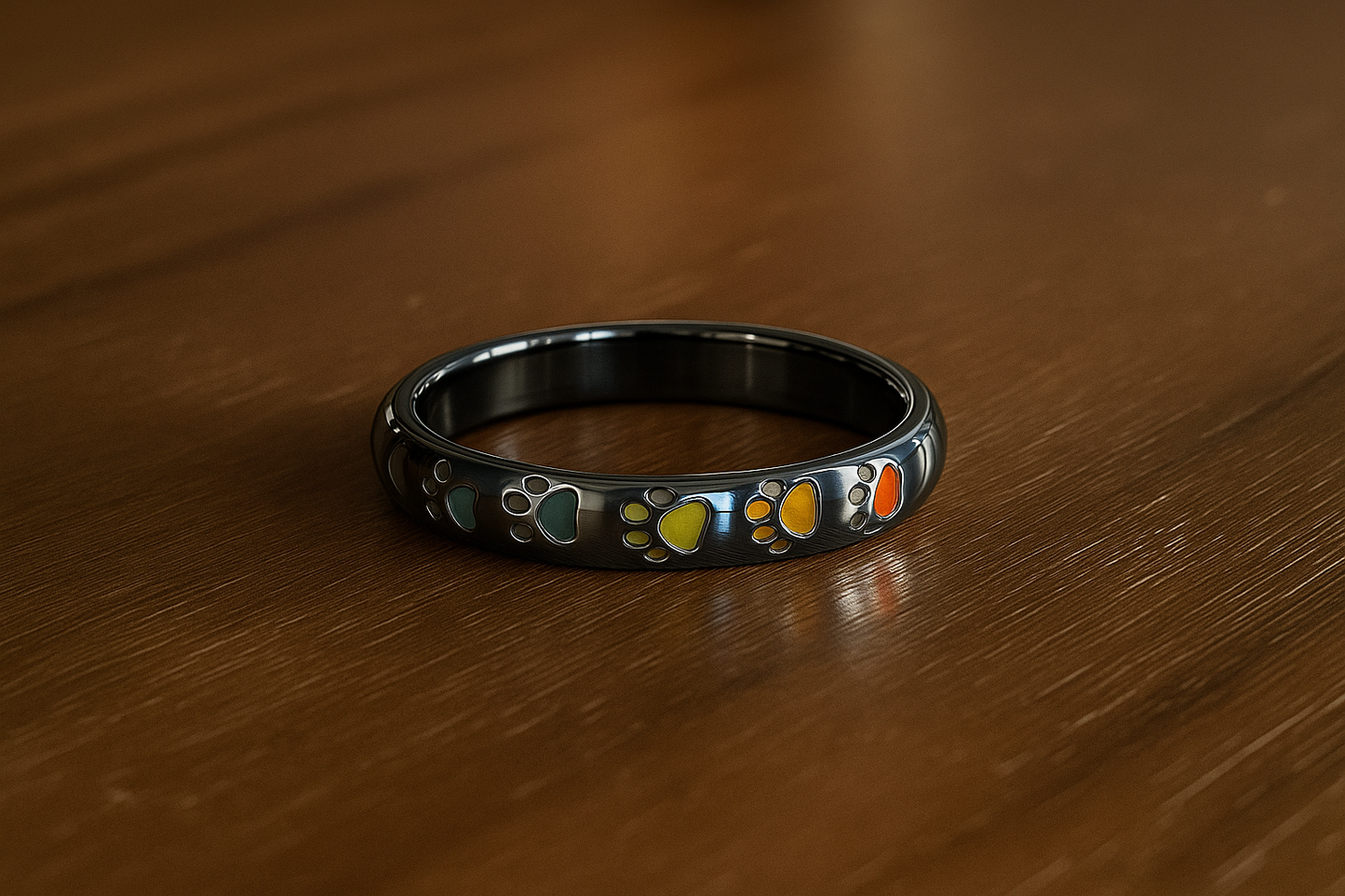 Multicoloured Paw Print Ring