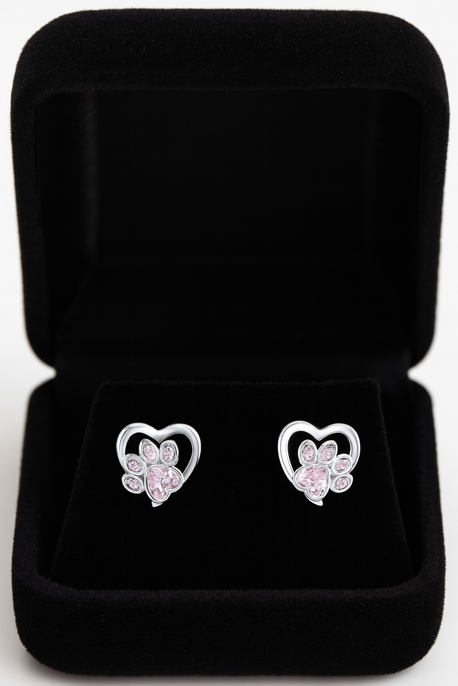 Paw Print Heart Studs
