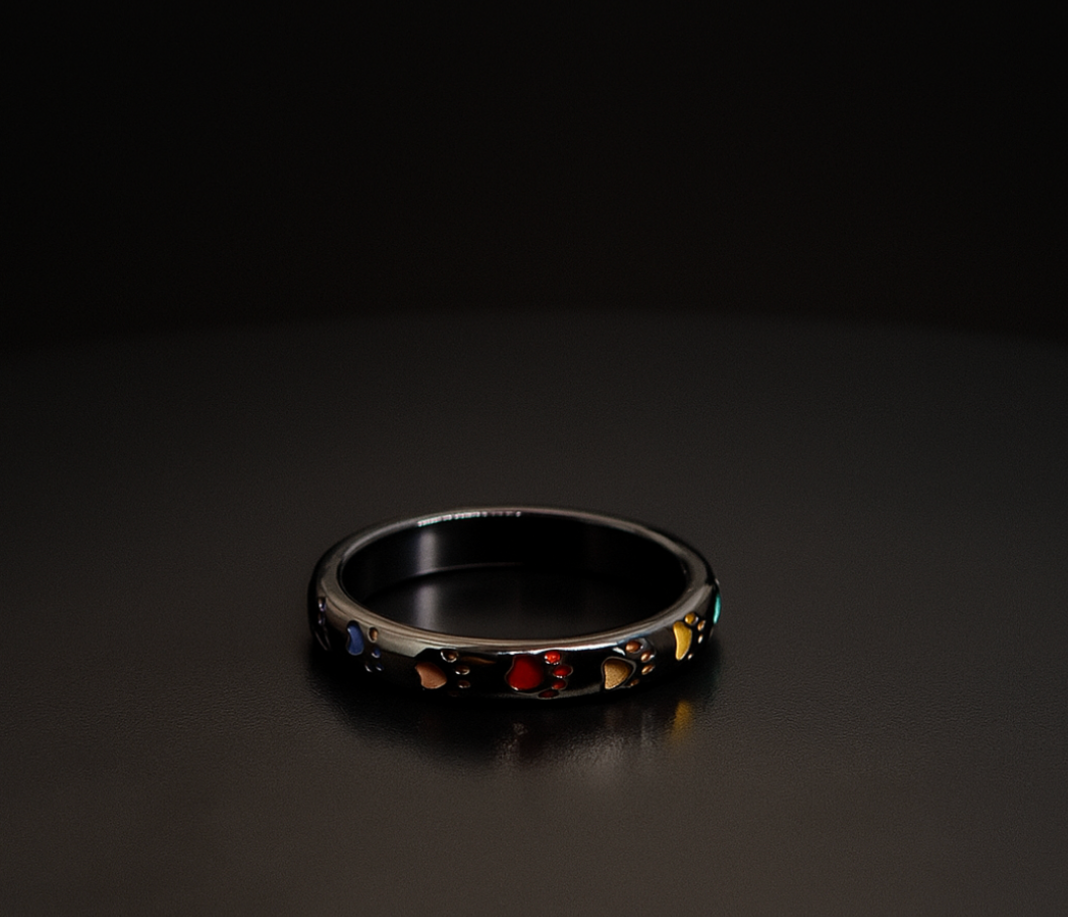 Cute Multicoloured Paw Print Ring