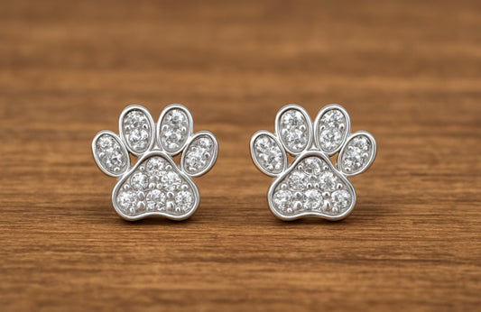 Sterling Silver Paw Print Studs
