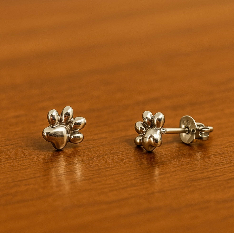 Sterling Silver Paw Print Studs