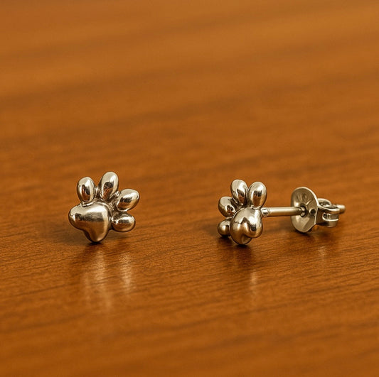 Sterling Silver Paw Print Studs