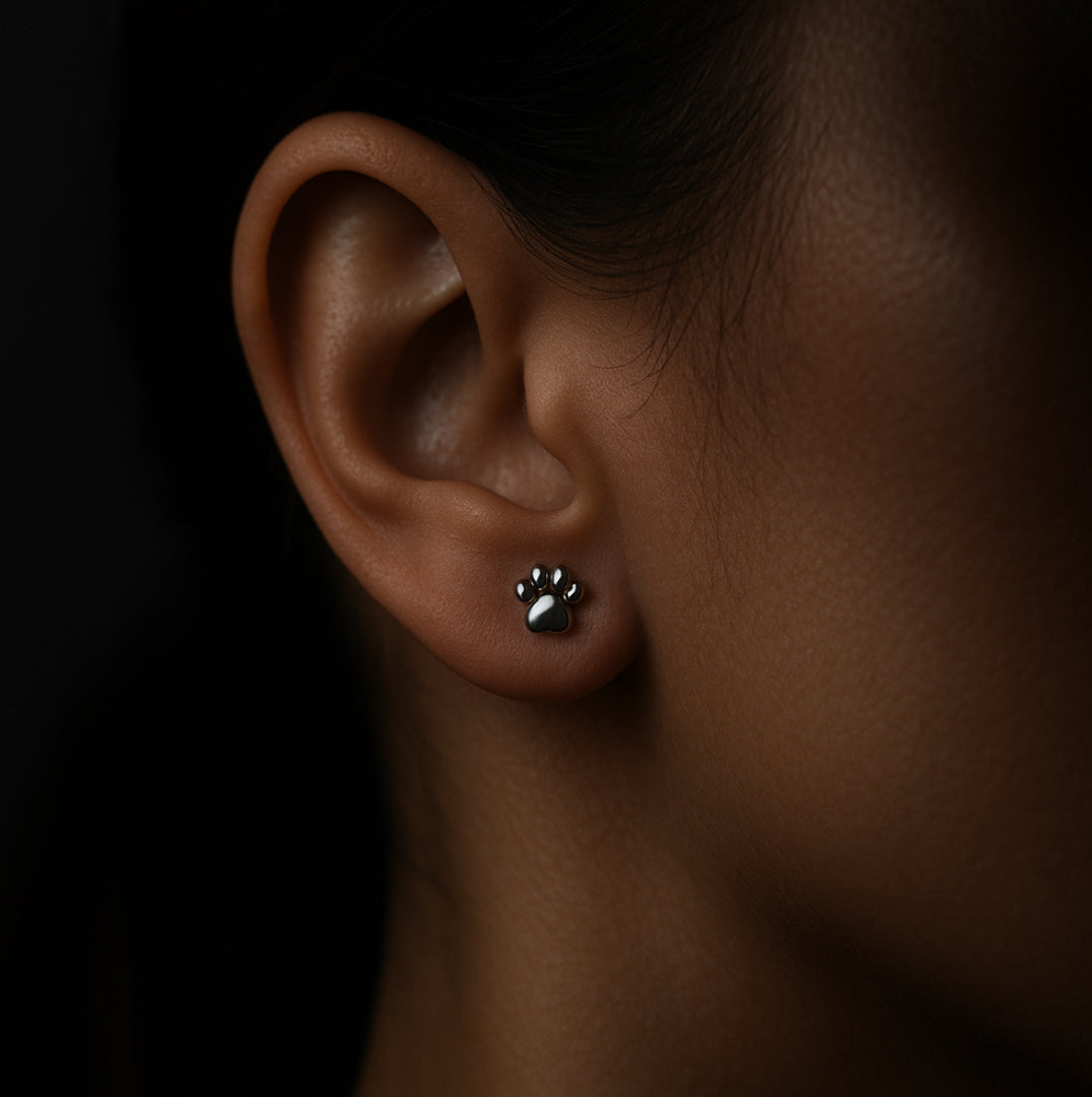 Sterling Silver Paw Print Studs