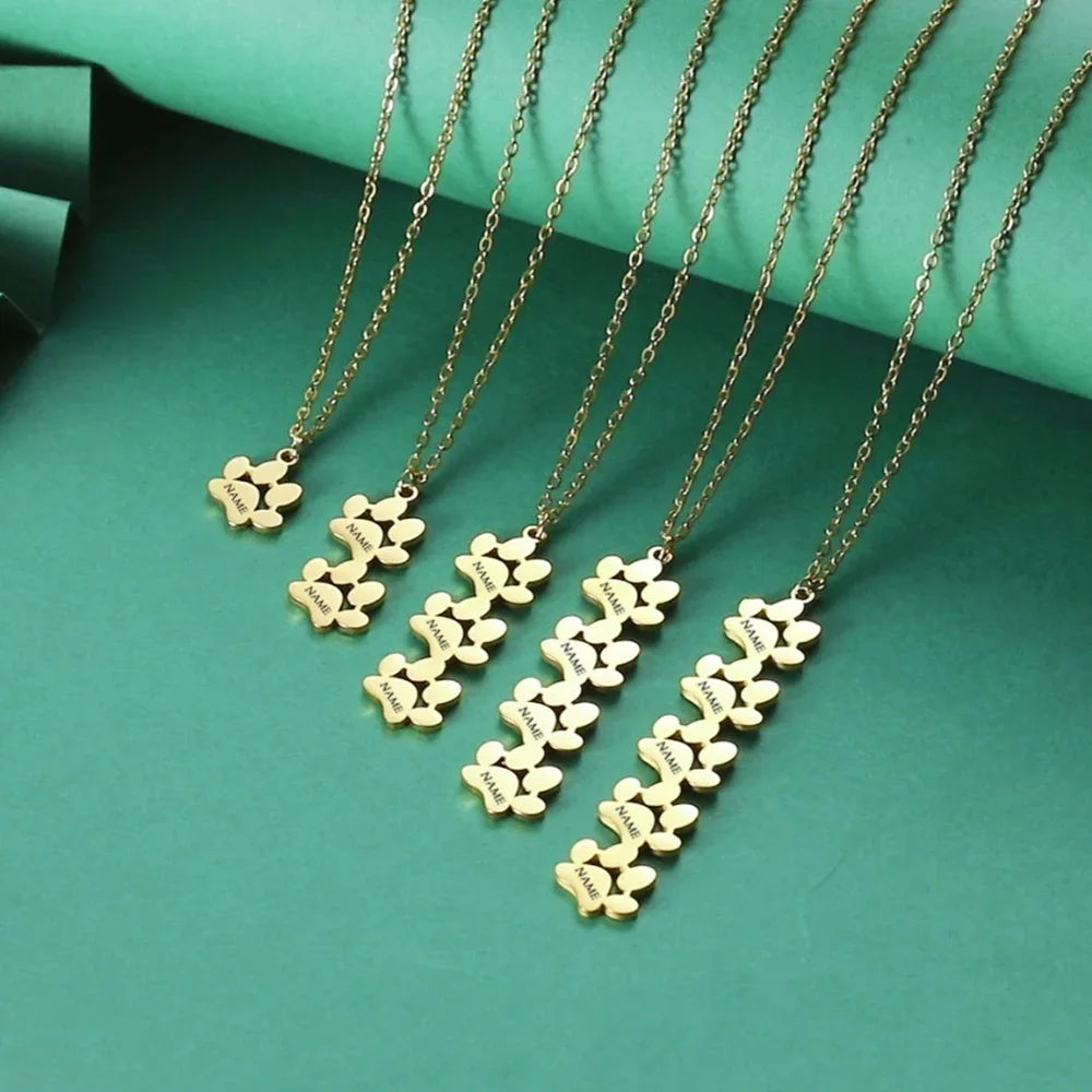 Custom Name/s Paw Necklace 1-5