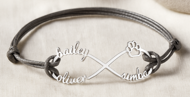 Custom Infinity Bracelet with Paw