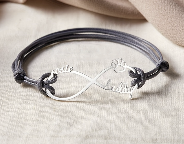 Custom Infinity Bracelet with Paw