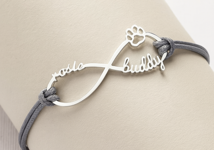 Custom Infinity Bracelet with Paw