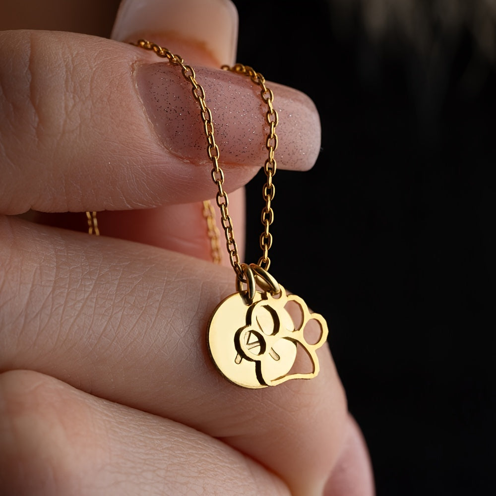 Custom Initial & Paw Necklace