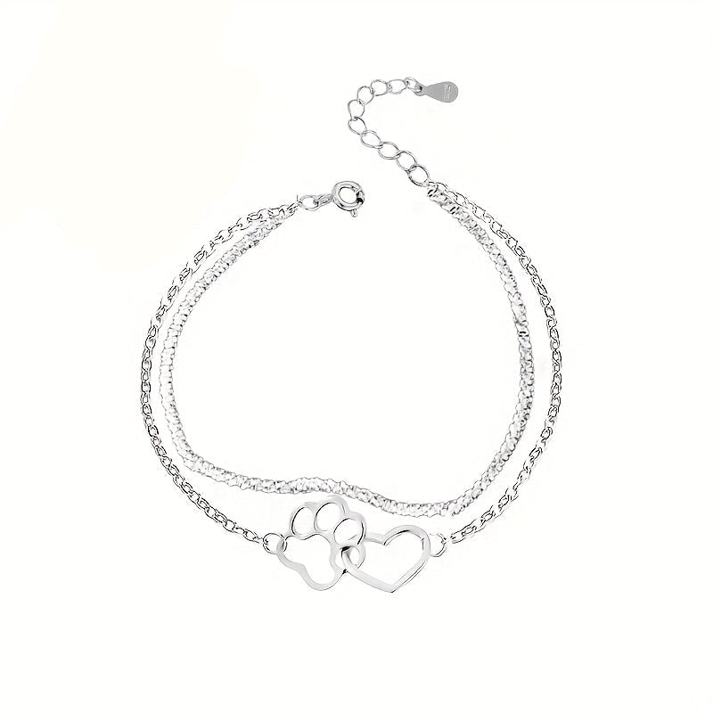 Sterling Silver Stacked Anklet