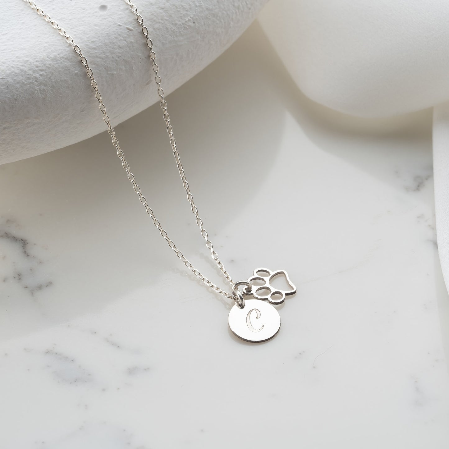Custom Initial & Paw Necklace
