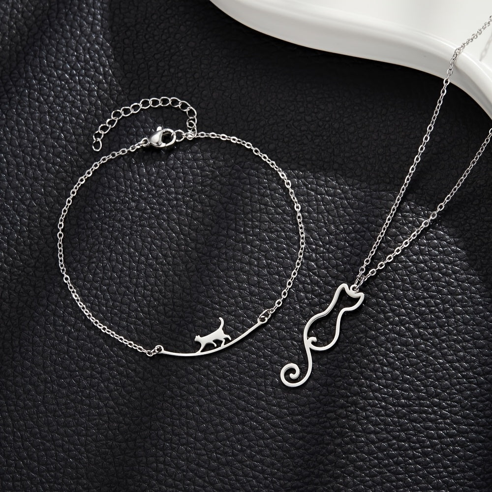 Necklace and Anklet Set - Cat