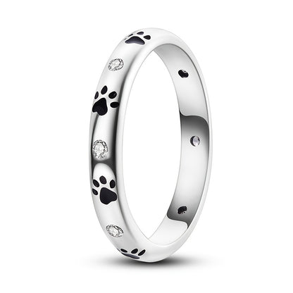 Sterling Silver Paw & Sparkle Ring