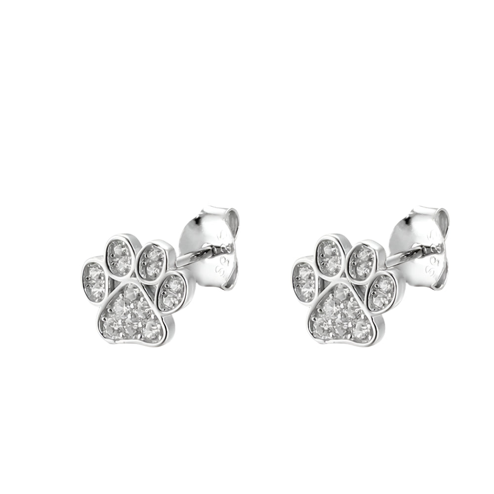 Sterling Silver Paw Print Studs