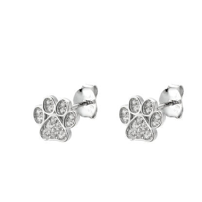 Sterling Silver Paw Print Studs