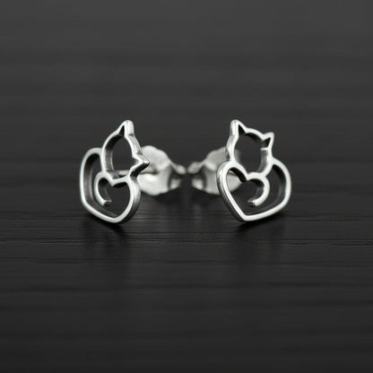 Sterling Silver Cat Studs