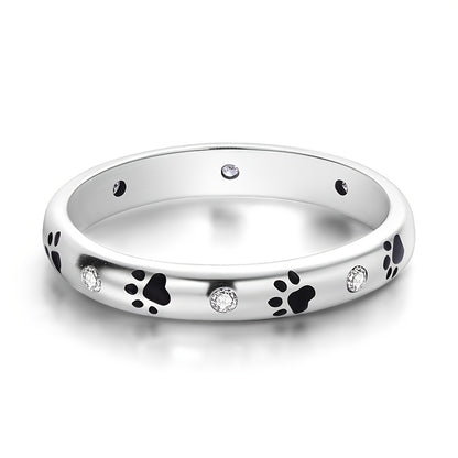 Sterling Silver Paw & Sparkle Ring