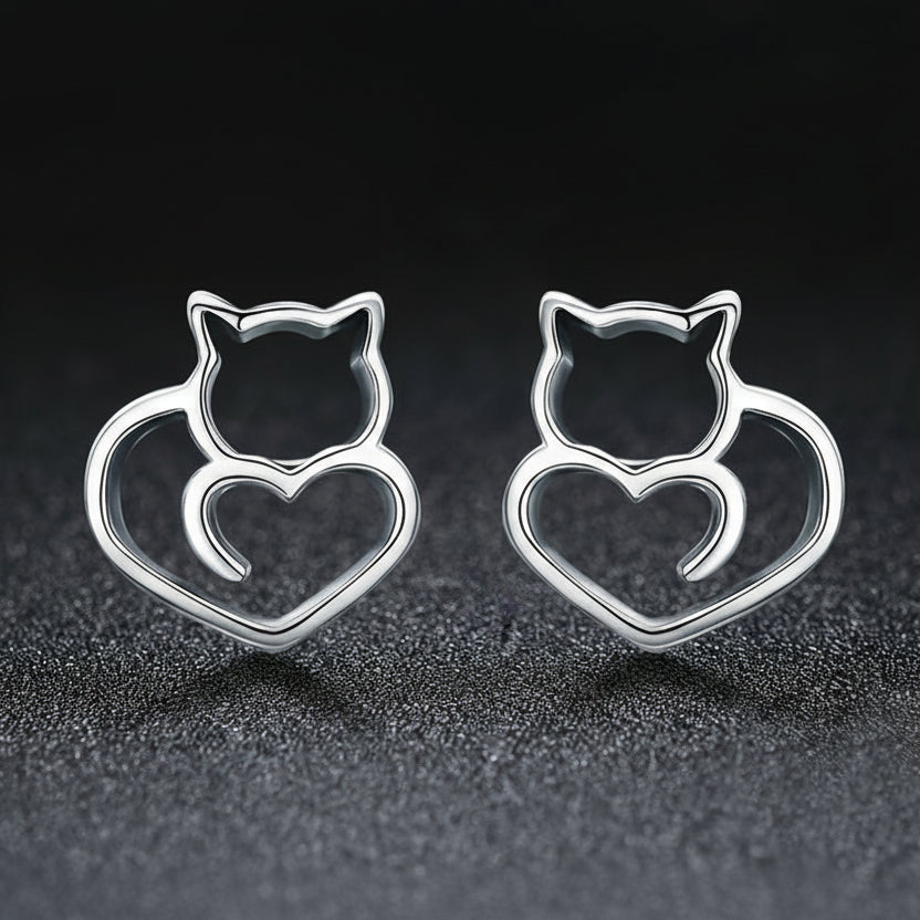 Sterling Silver Cat Studs