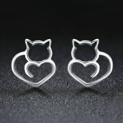 Sterling Silver Cat Studs