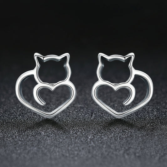 Sterling Silver Cat Studs