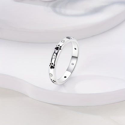 Sterling Silver Paw & Sparkle Ring