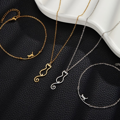 Necklace and Anklet Set - Cat