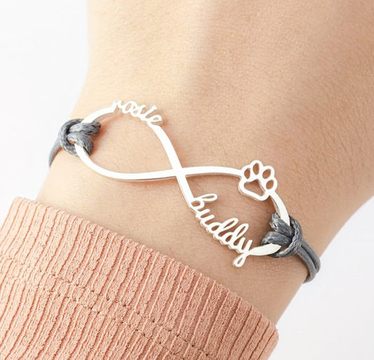 Custom Infinity Bracelet with Paw
