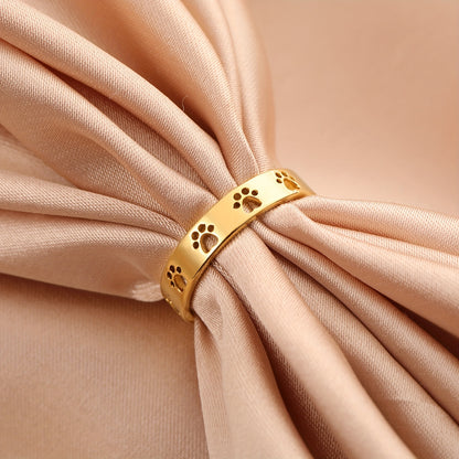 Stainless Steel Cut Out Paw Ring