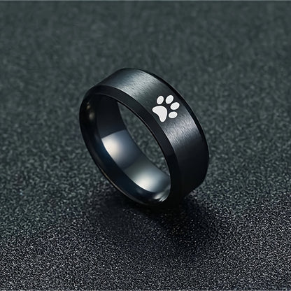 Black Personalised Paw Ring