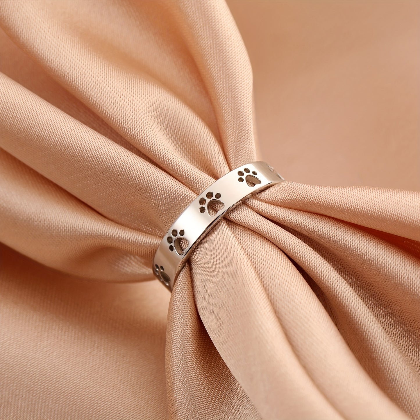 Stainless Steel Cut Out Paw Ring