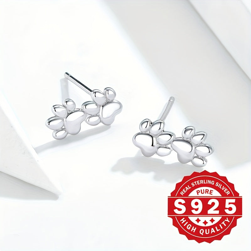 Sterling Silver Double Paw Studs