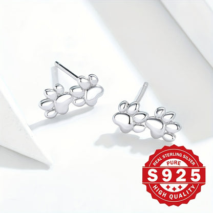 Sterling Silver Double Paw Studs