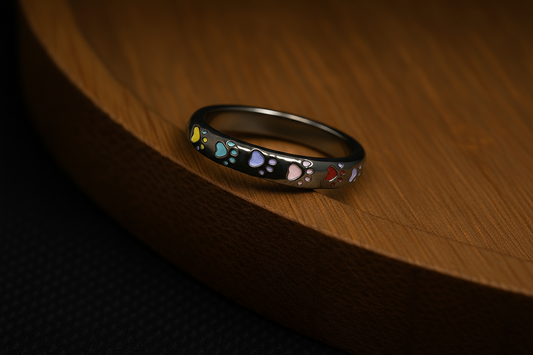 Multicoloured Paw Print Ring