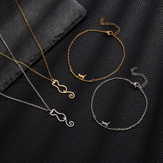 Necklace and Anklet Set - Cat