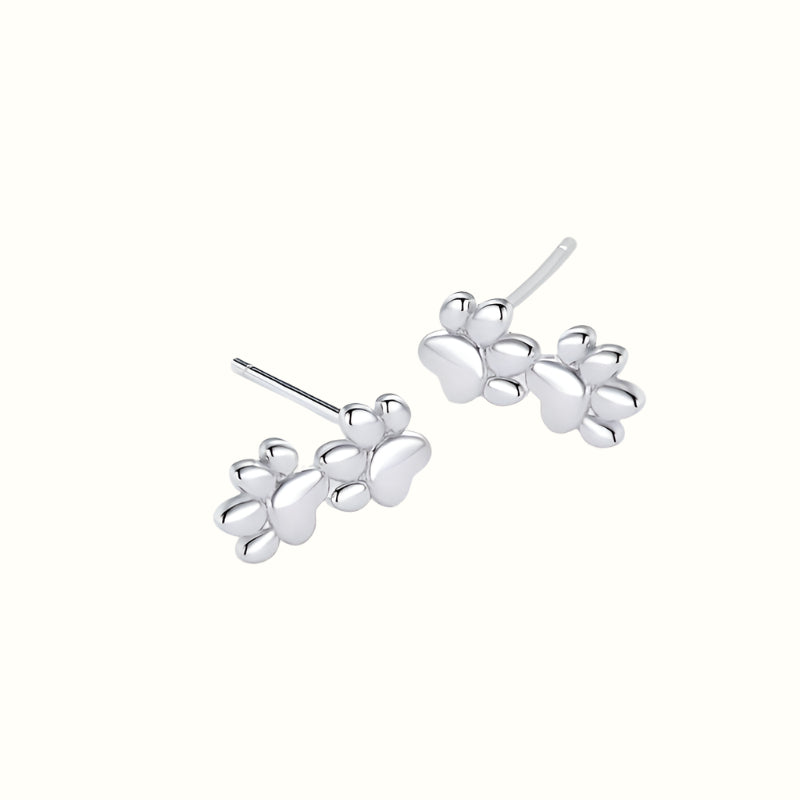 Sterling Silver Double Paw Studs