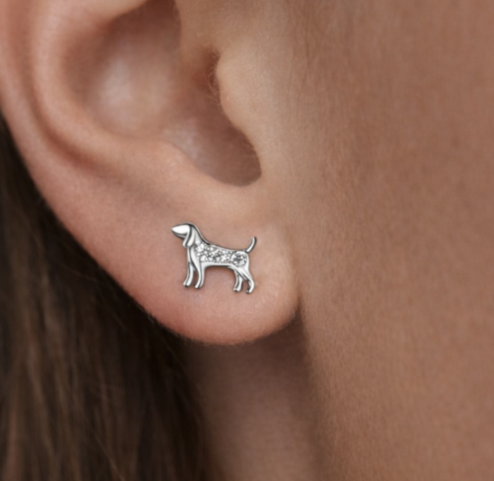 Sterling Silver Dog Studs