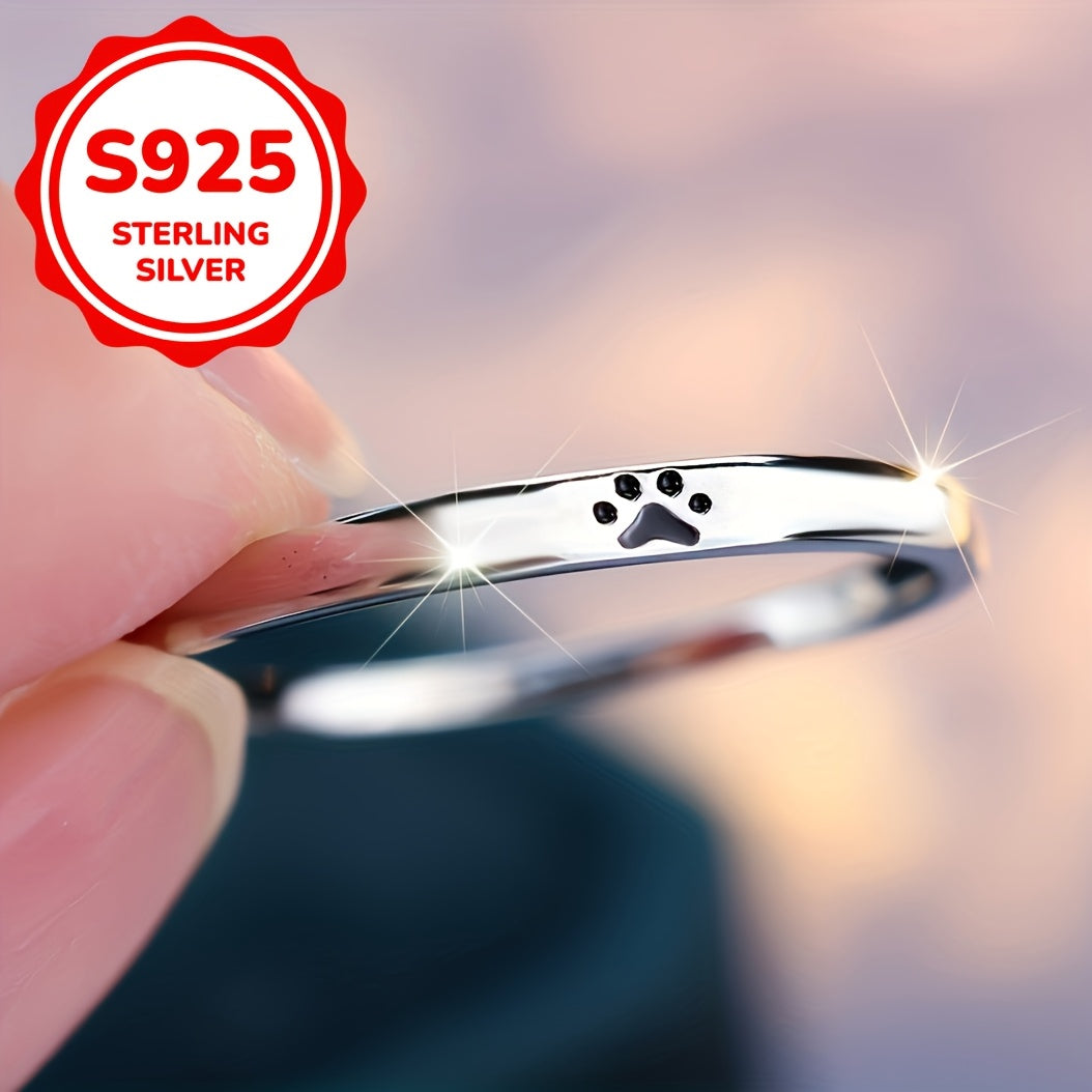 Sterling Silver Paw Print Ring