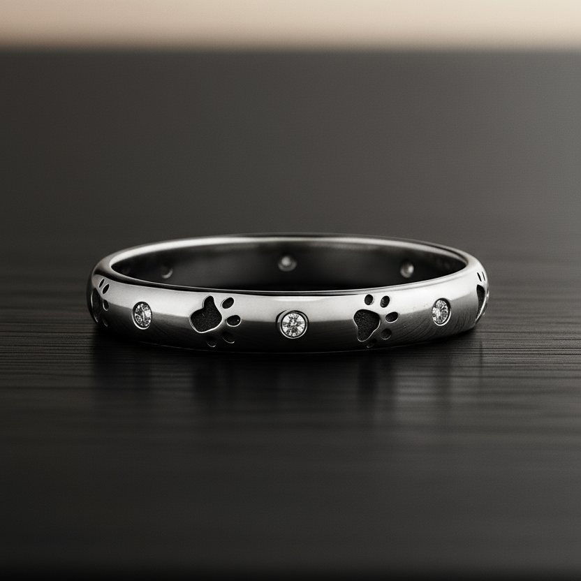 Sterling Silver Paw & Sparkle Ring