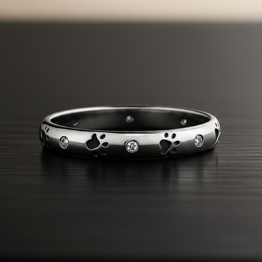 Sterling Silver Paw & Sparkle Ring