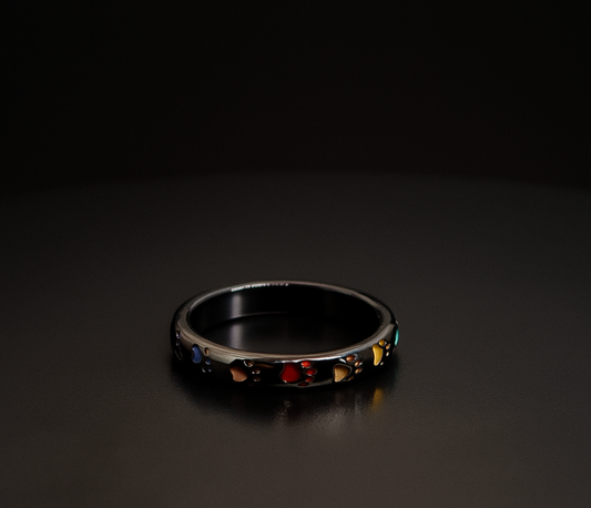 Cute Multicoloured Paw Print Ring