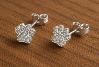 Sterling Silver Paw Print Studs