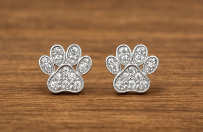 Sterling Silver Paw Print Studs
