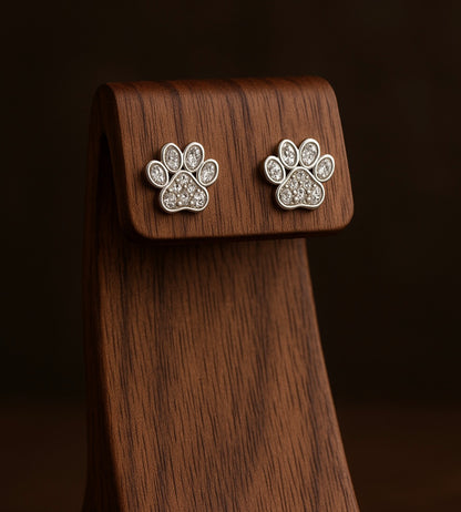 Sterling Silver Paw Print Studs