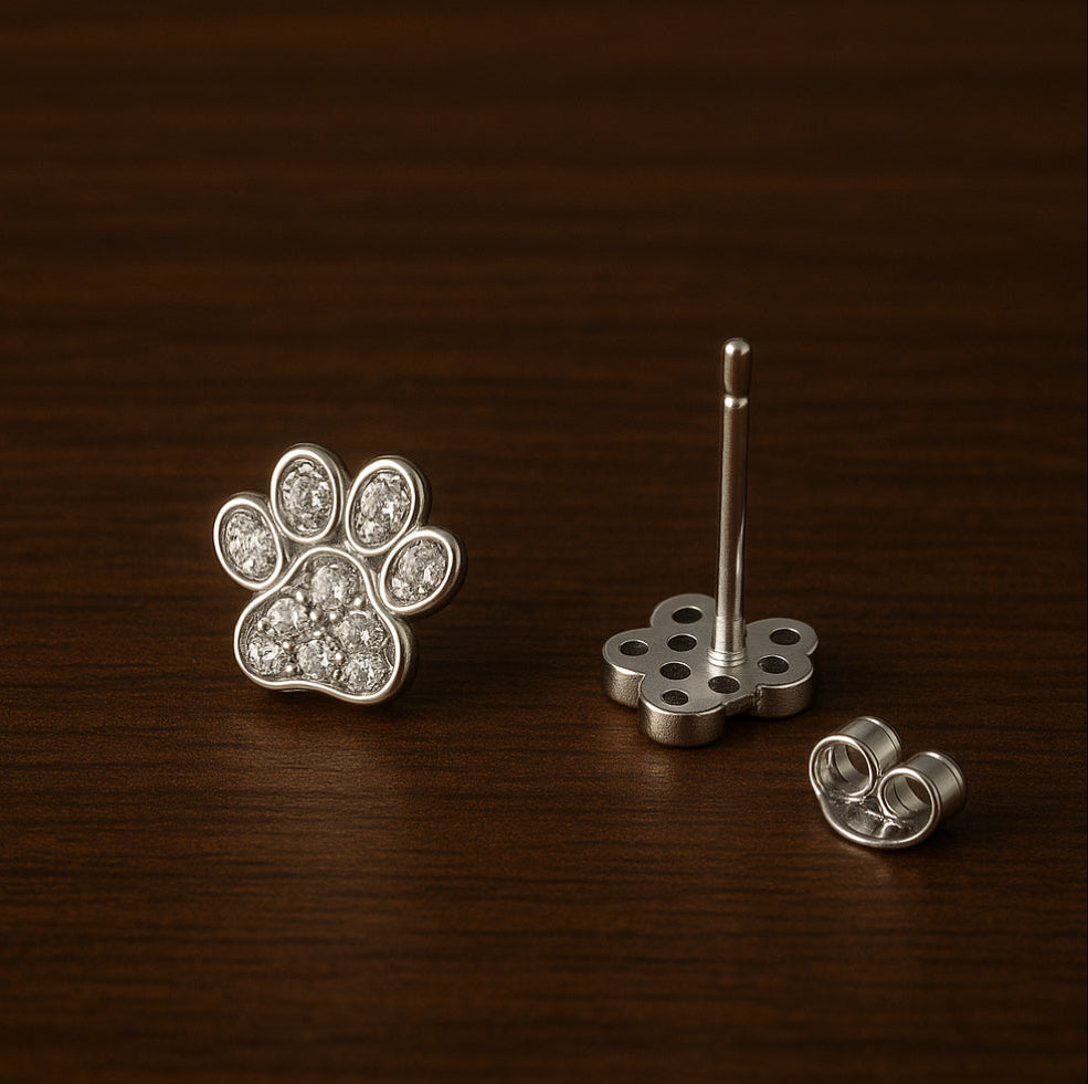 Sterling Silver Paw Print Studs