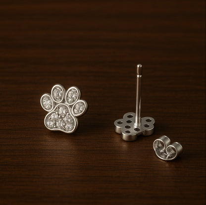 Sterling Silver Paw Print Studs